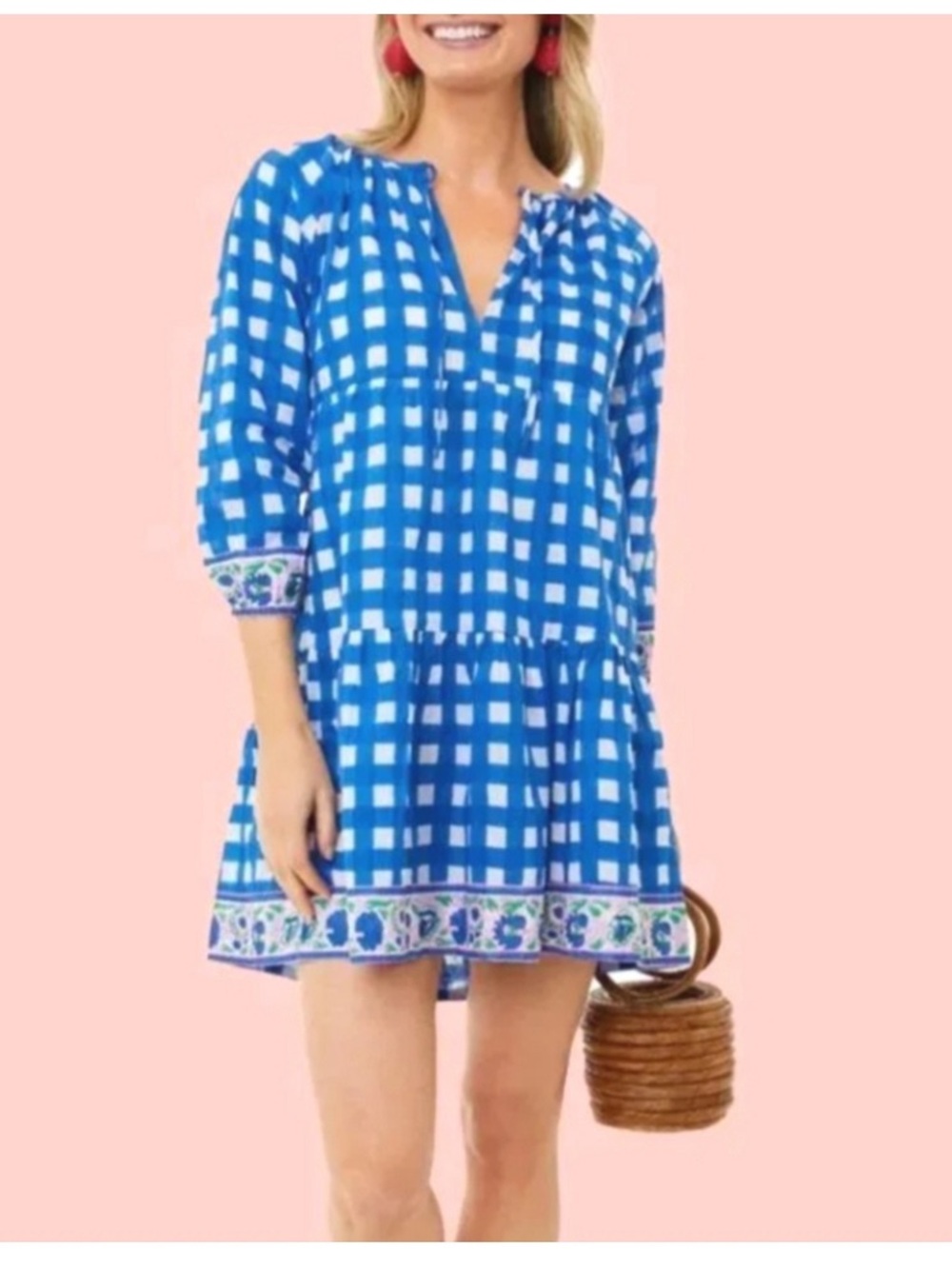 SZ Blockprints Tuckernuck Priya Dress London Blue Gingham
Sz M Beachy Boho